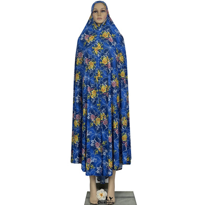 New Dubai Islamic Robe Ramadan Womens Hooded Abaya African Sleeveless Loose Soft Prayer Garment Muslim Floral Dress With Hijab