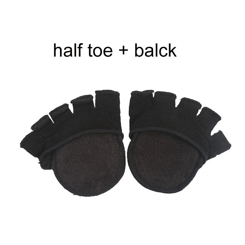 2Pcs=1Pair Toe Separator Foot Care Half Insoles Five Finger Socks Pads Bunion Sleeve Protector Hallux Valgus Forefoot For Women.