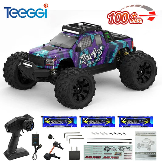 Teeggi 1/14 4WD High Speed Rc Off-road Car 100KM/H Brushless motor 3S Remote Control Truck Drift Racing Cars Toys For kid Gifts.