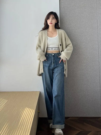 Winterkleidung für Damen, Strickjacke, koreanische Mode, Herbst 2022, modische Damenbekleidung, Neuankömmlinge, Vintage-Strickwaren, Langarm-Top