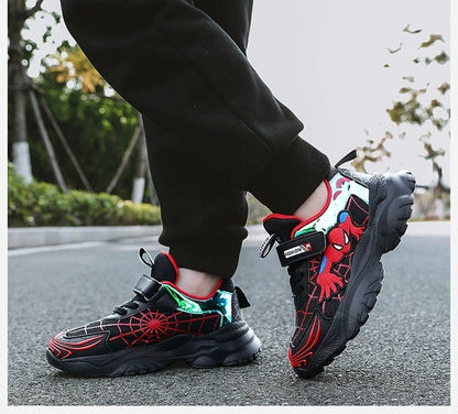 Disney Kids Sneakers Boys Tennis Shoes Comfortable Mesh Shoes Lightweight Outdoor Children's Sports Walking Black Blue Shoes.