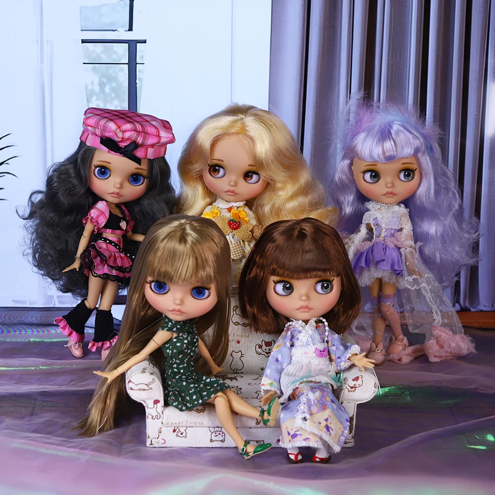 ICY DBS Blyth Doll BJD Joint Body tan Skin Matte Face Set Doll 1/6 30cm Girl Gift Anime SD.