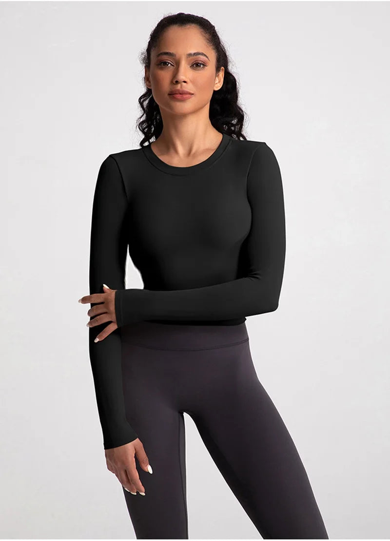 Cloud Hide Black Beauty Back Yoga Shirts Women Long Sleeve Blouse Plus Size Sports Gym Fitness Top Running T-Shirt Workout Shirt.