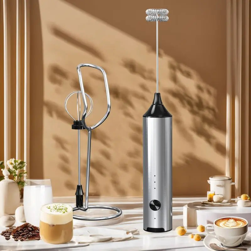 Mini milk frother, electric milk frother, coffee frother, household milk blender, handheld wireless whipper.