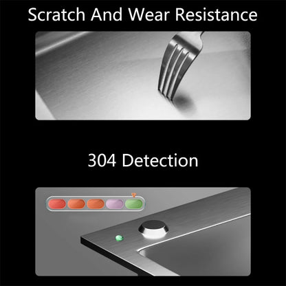 304 Stainless Steel Kitchen Sink Farmhouse Above Counter Undermounter Single Wash Basin with Gourmet Faucet Drain Accessories