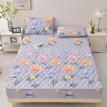 Thicken Mattress Cover for Home funda de colchón 100% Cotton Fitted Bedsheet King Size Floral Bed Covers 150x200(no pillowcase).
