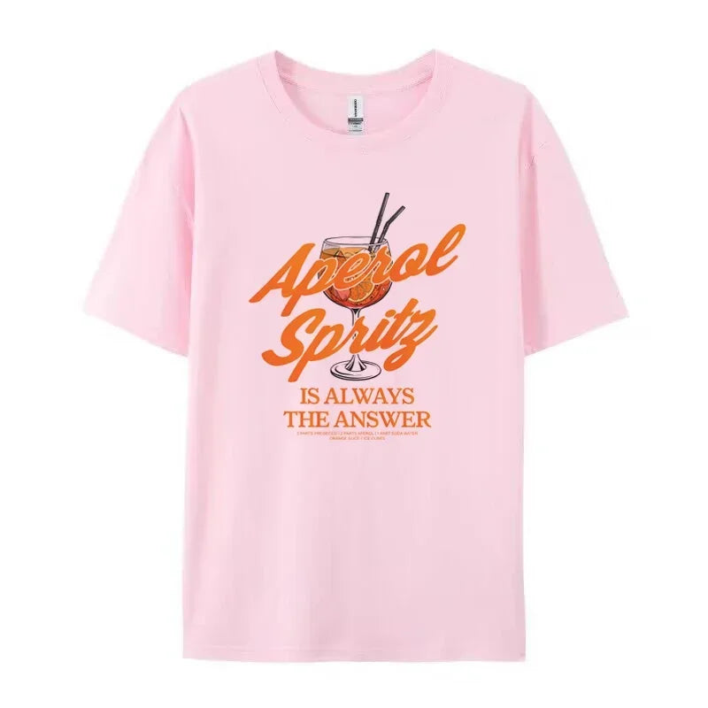 Aperol Spritz Frauen lustige Zitate T-Shirts Retro Alkohol trinken T-Shirt lose Cocktail party Grafik T-Shirts Unisex Tops Geschenke