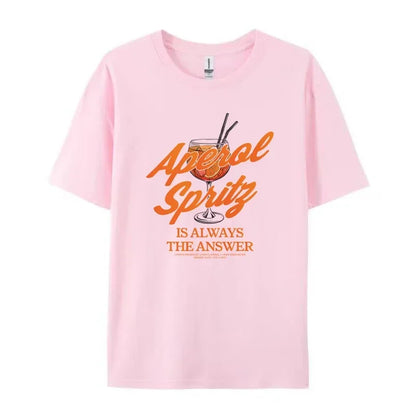 Aperol Spritz Frauen lustige Zitate T-Shirts Retro Alkohol trinken T-Shirt lose Cocktail party Grafik T-Shirts Unisex Tops Geschenke