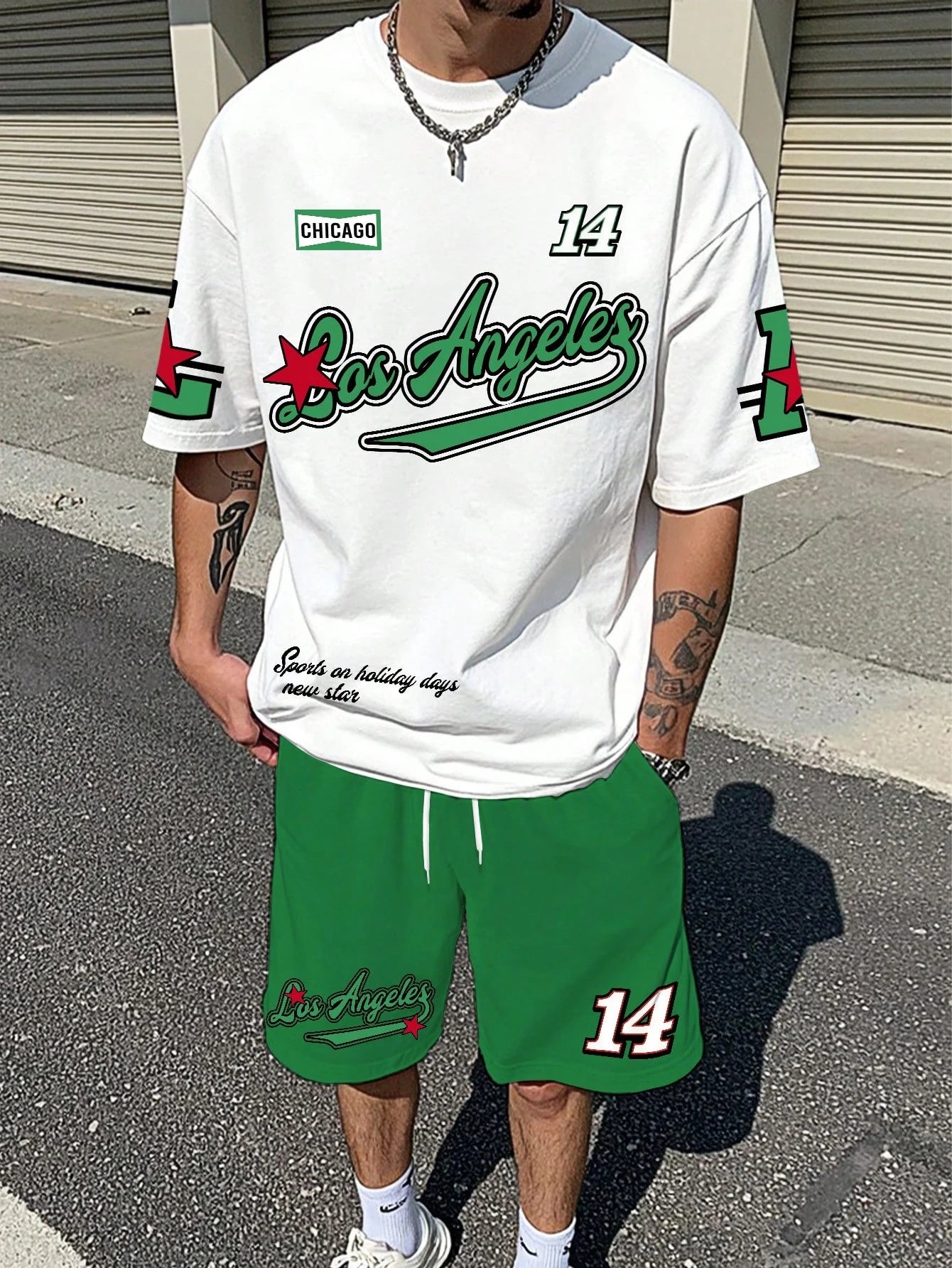 LOSANGLES NO.23 Print Men'S Summer Casual Short Sleeve T-Shirt Shorts Set Adult Basketball JoggingOversized 2 Piece Set Clothes.