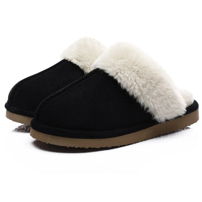 Kidmi Winter Men Plush Slippers Suede Fuzzy Soft Fluffy Collar Lining Men Slippers Indoor Warm Furry Fur House Flat Men Shoes