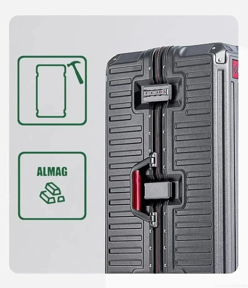 20-Handgepäck, Trolley mit Aluminiumrahmen, PC-Koffer, Reisekoffer mit breitem Griff.