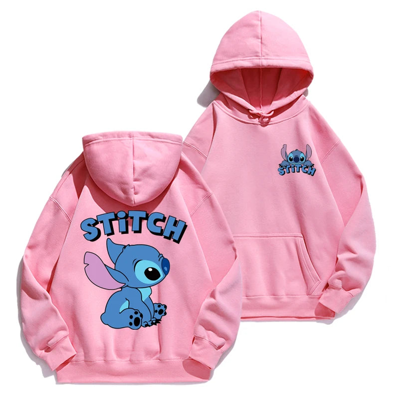 Stitch Hoodie Disney Autumn and Winter Cartoon Anime Long Sleeved Loose Fitting Clothes Couple Outfit Jacket.