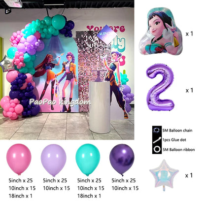 Kpop Dämonenjäger Themen Mädchen Geburtstag Luftballons Dekoration Anzahl Ballon Partyzubehör Babyparty Film Halloween Ballon