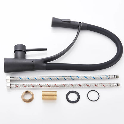 Matte Black  Kitchen Sink Faucet Pull Down Swivel Spout Kitchen Sink Tap Deck Mounted Bathroom Hot and Cold Water Mixers