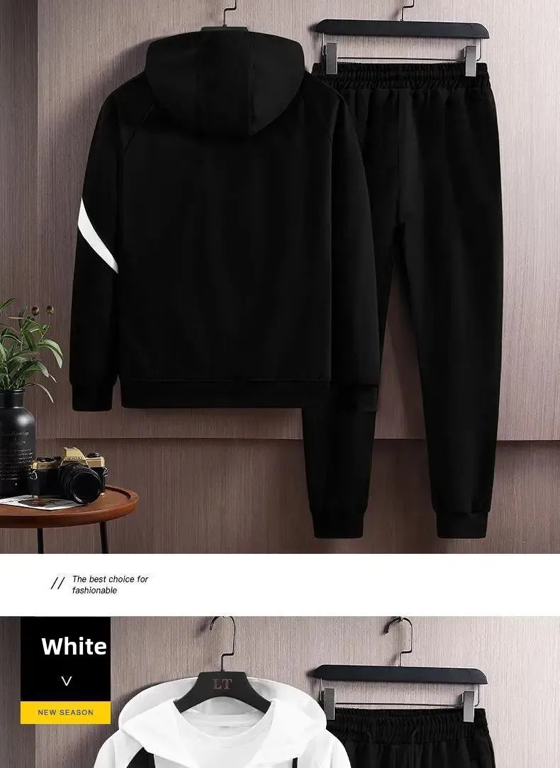 Autumn Winter Loose Hooded Long Sleeve Zipper Jacket Pants Trendy Set Men's Clothing New Hot Sale Of The Season Style Casual Out.