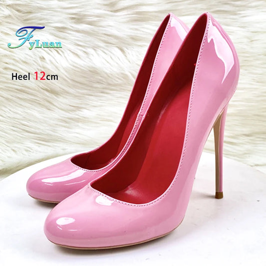 Brand Women Single Shoes 10CM 12CM Super High Heels Fashion Round Toe Stilettos Spring Autumn Female Daily Work Pumps Plus Size.