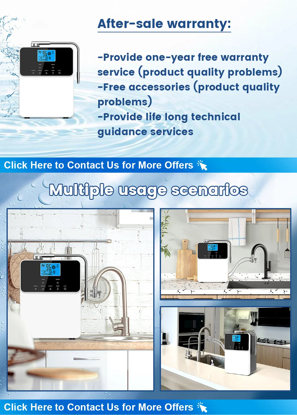 CAWOLO 11 Plates Platinum Coating Alkaline Water Ionizer Machine Household PH 4.5~10.5 Alkaline Acid Water Ionizer for Home.