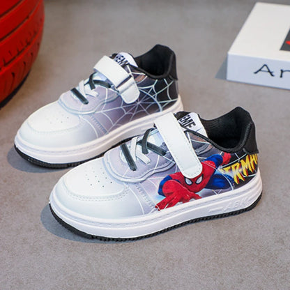 Disney Children's Casual Shoes Cartoon Boys' Breathable Fashion Sports Shoes Sneakers Pu Leather Blue White Shoes Size 26-37