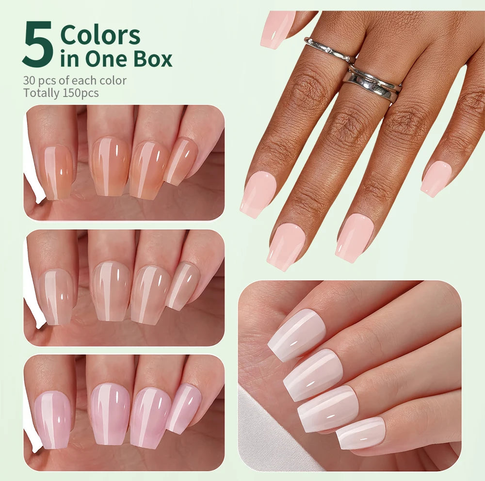 Nailpop 3-IN-1 Nude Natural Soft Nail Tips Set 140PCS Skin Tones Press on Nails Ultra-Fit Gel Nail Extensions Easy Manicure DIY
