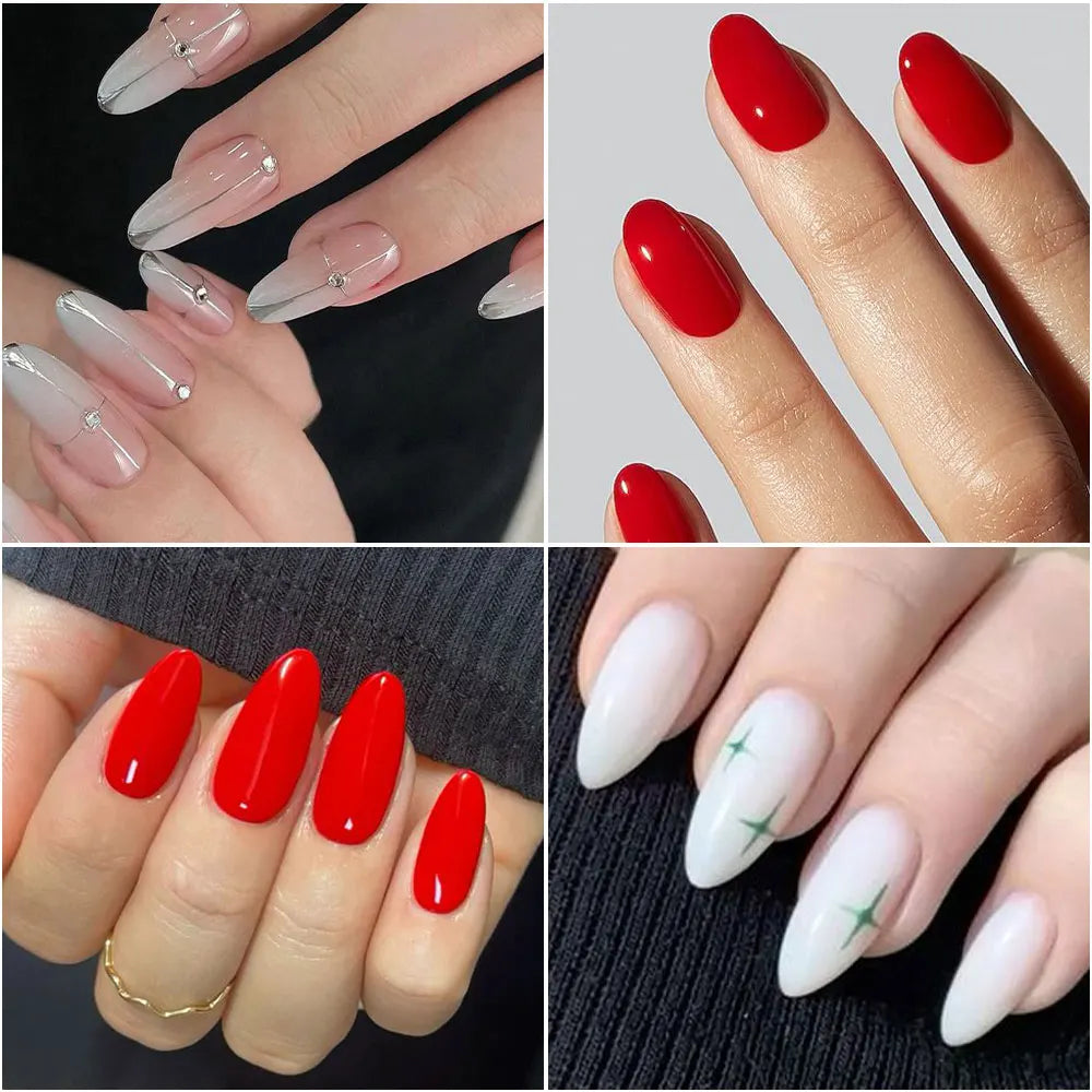 Milky Nail Tips 120 Pcs Press on Nails Red White Fake Nails Glossy Artificial Finger Manicure Reusable False Nails for Women #td.