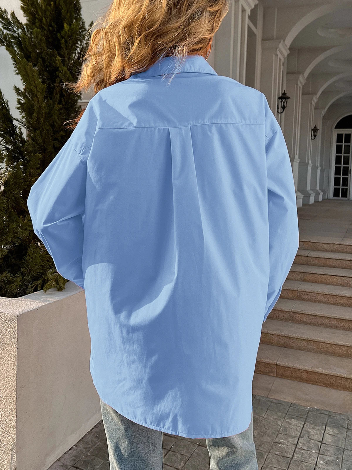 New Long Sleeve Ladies Tops Blouses Button Down Casual Shirt Women Turn-down Solid Collar Loose Blouse Women.