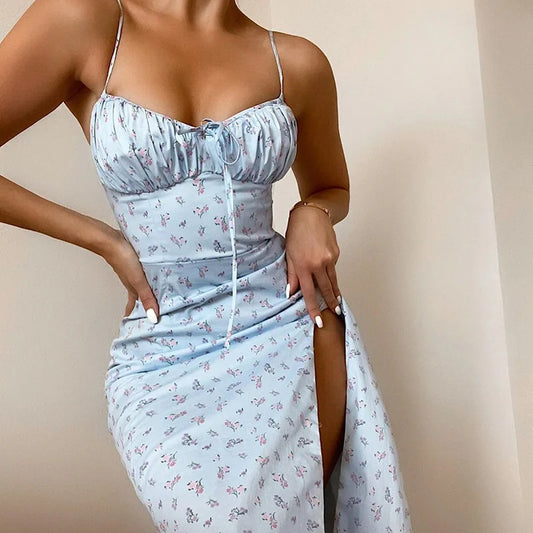 Frauen Elegante Blumen Strand Urlaub Bodycon Streetwear Langes Kleid 2024 Sommer Kleidung Großhandel Artikel Für Business.