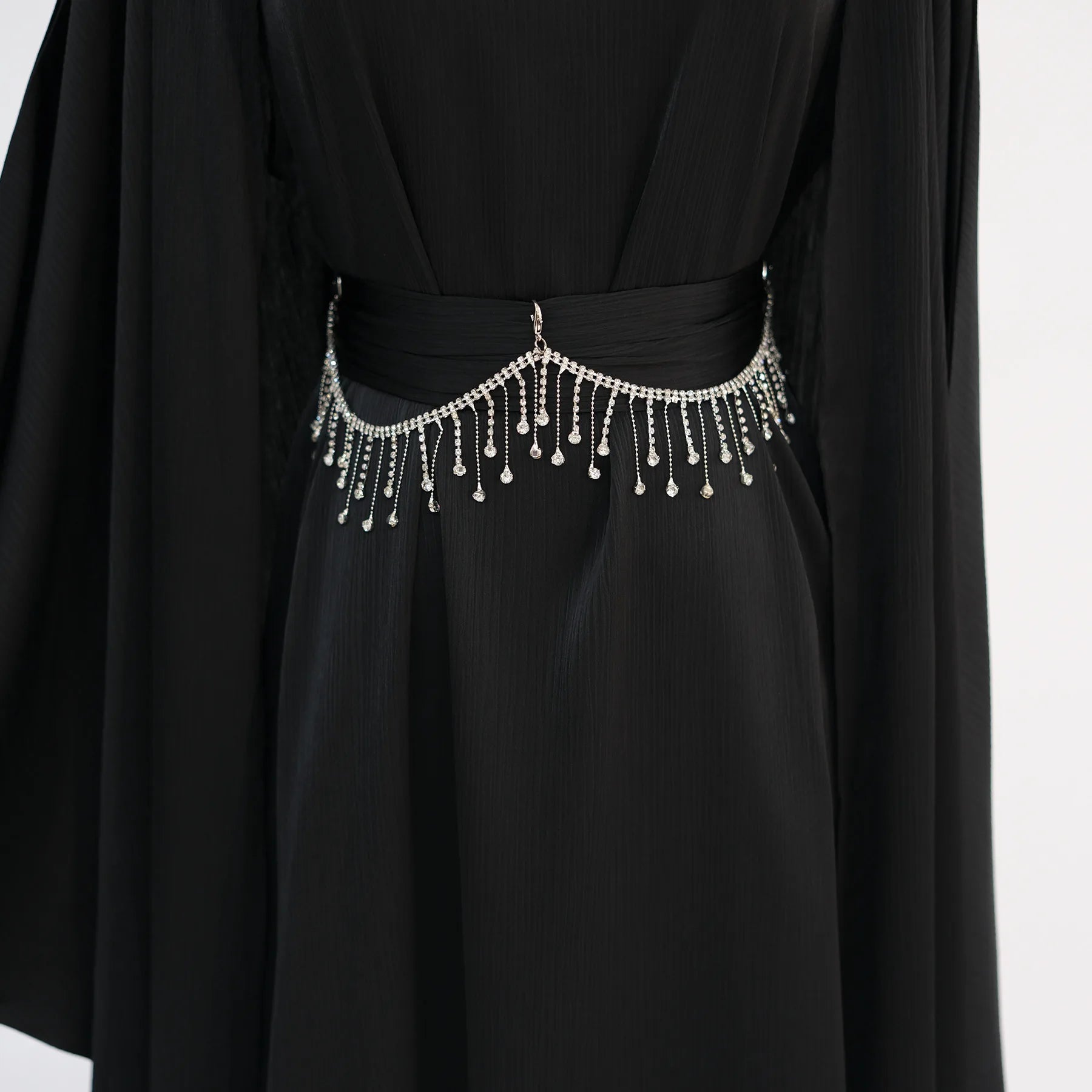 Ramadan Muslim Women 2 Piece Set with Chain Party Dresses Abaya Eid Jalabiya Sashes Diamond Morocco Dubai Kaftan Cardigan Robe.