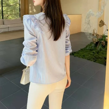 Long Sleeve Casual Shirt Women Shirts Spring Autumn Fashion Female Solid Blouse Tops Office Lady Sweet Shirts Girl.