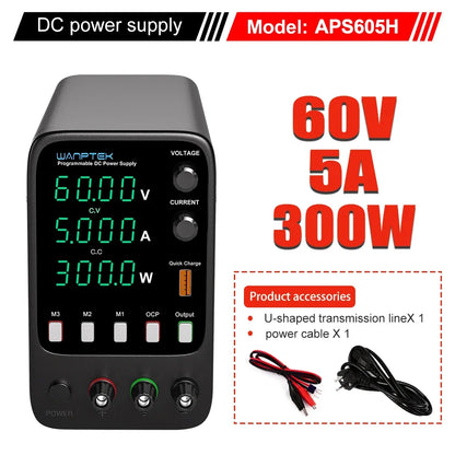 Wanptek Laboratory Power Supply 30V 5A / 30V 10A With OCP Short-Circuit Protection AC 220V/110V Auto Switching Preset Current.