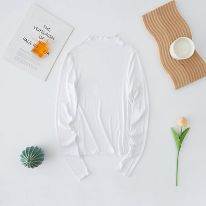 2025 Running Solid Black White Women T-shirt Long Sleeve Tops Women Autumn Winter Korean Fashion Modal Elegant T-shirts.