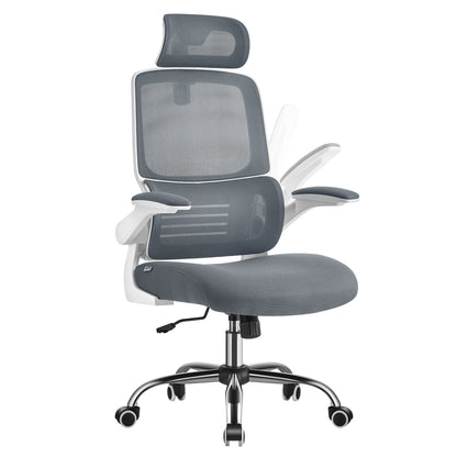 SONGMICS Bürostuhl, ergonomisch, klappbare Armlehnen, Wippfunktion