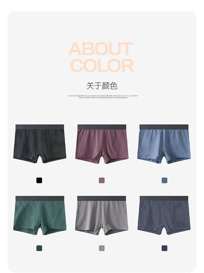 3PCS/Pack 100% Cotton Soft Panties Woman Trendy Striped Female Underwear Summer Breathable High Elastic Mid-rise Waist Boyshort.