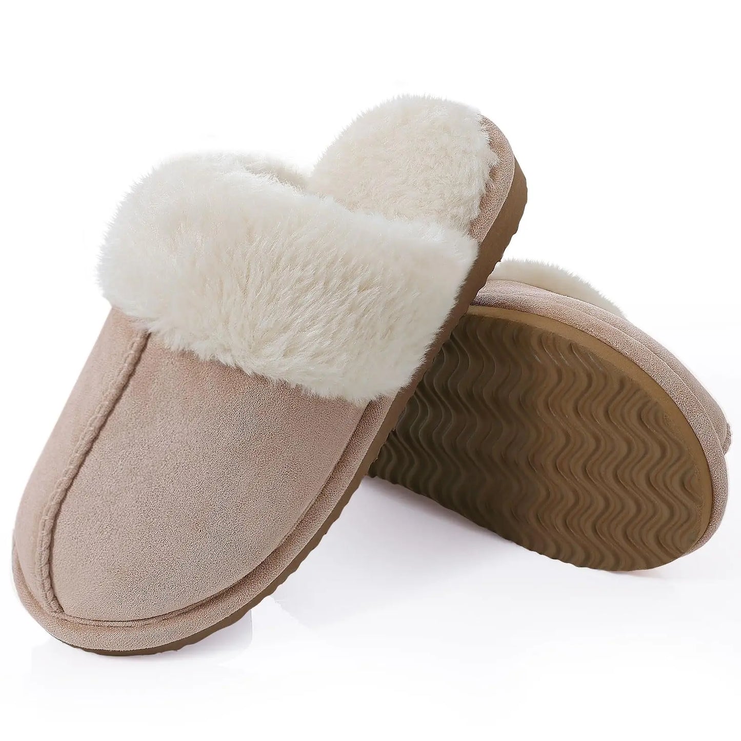 New Winter Fuzzy Women Slippers Indoor Soft House Shoes Fashion Brand Fluffy Suede Women Shoes Outdoor Antiskid Flat Slippers.