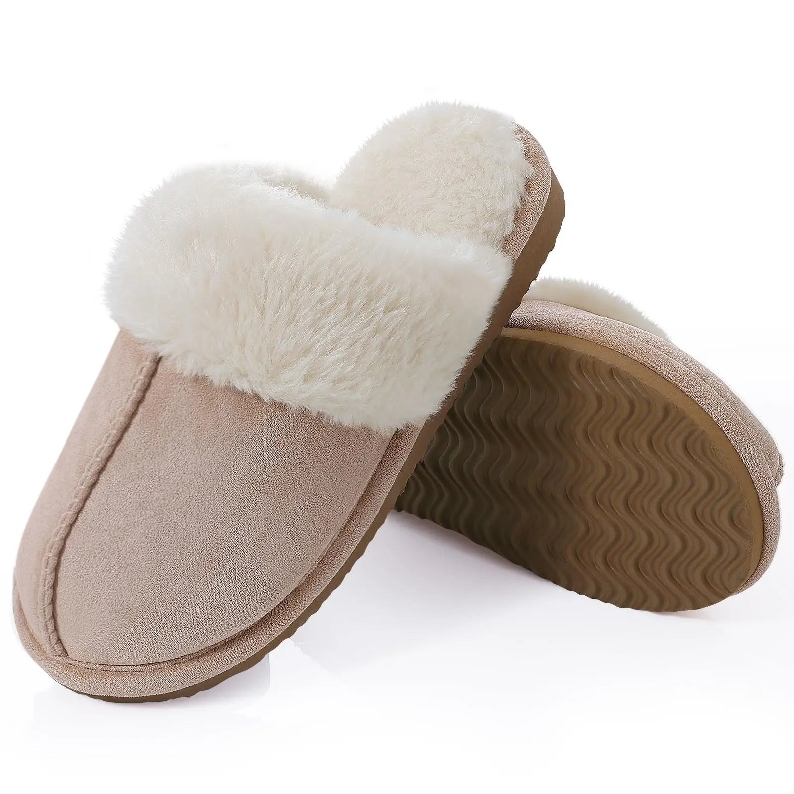 New Winter Fuzzy Women Slippers Indoor Soft House Shoes Fashion Brand Fluffy Suede Women Shoes Outdoor Antiskid Flat Slippers.