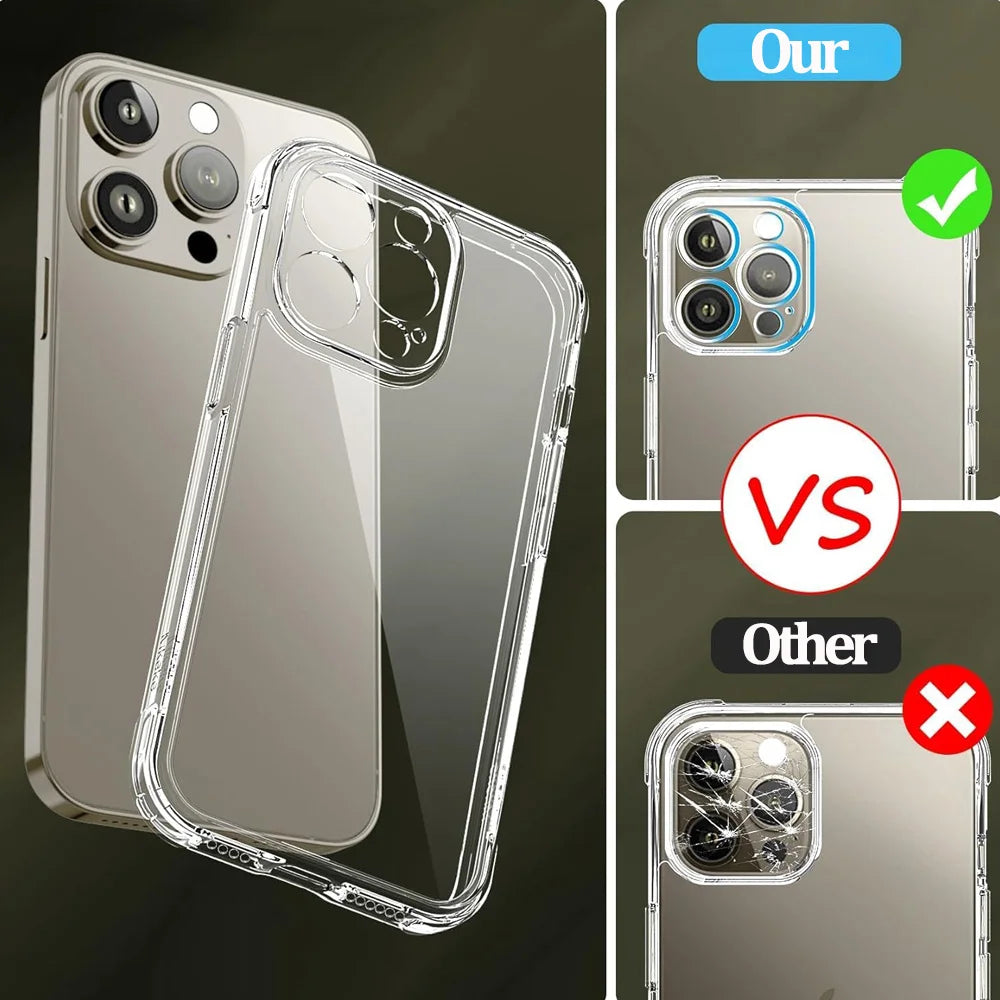 For iPhone 17 16 15 Pro Max Phone Case For iPhone 16 15 14 13 Mini 12 11 Pro Transparent Case iPhone16 Plus Cover.