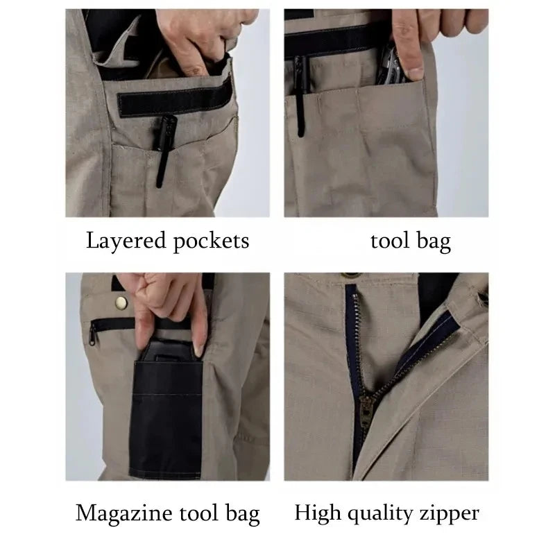 Wear Resistant Work Pant Man Multi-pocket Straight Cargo Trousers Outdoor Jogging Tactical Pants Spring Autumn Casual Trousers.