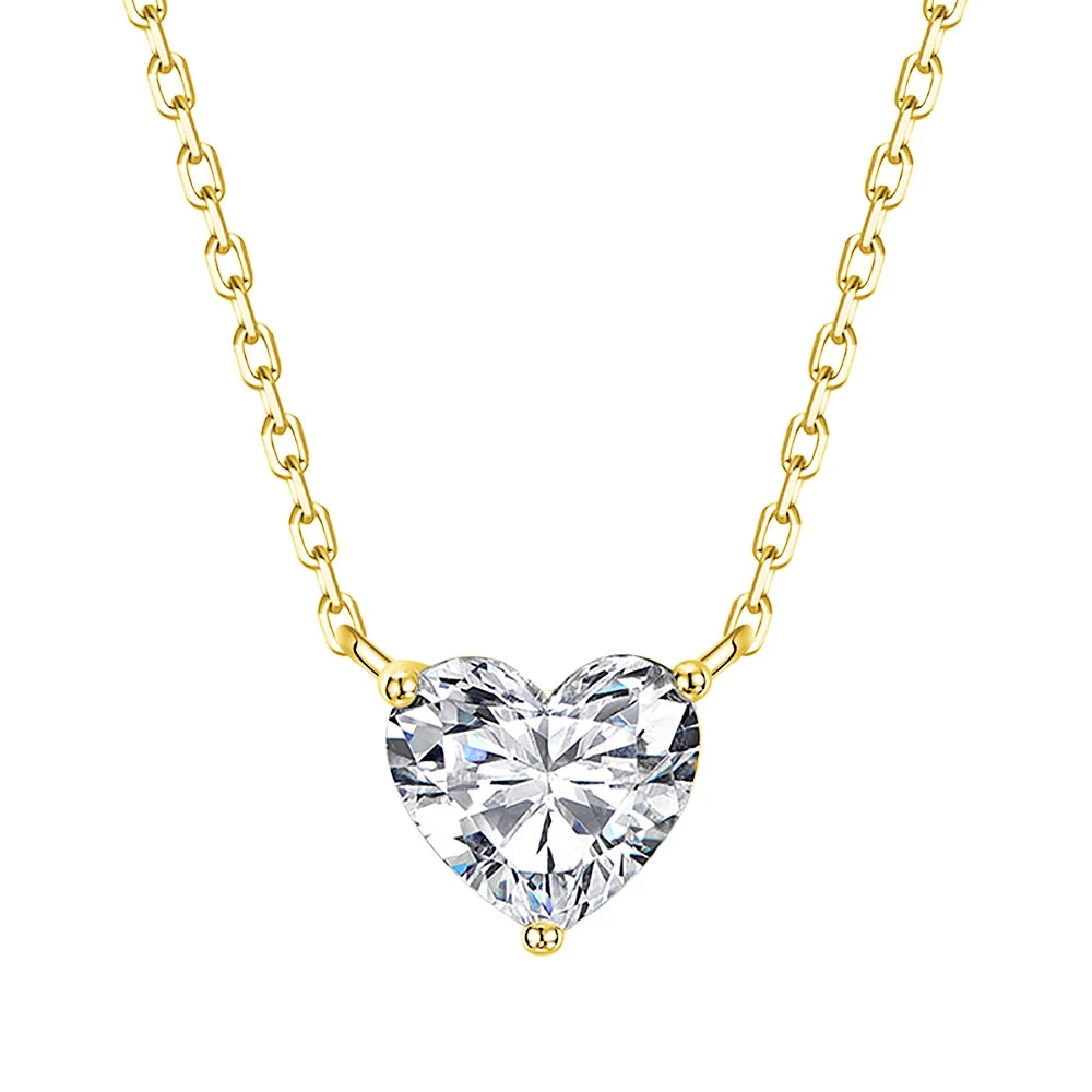 1-3Carat Heart Cut Moissanite Pendant Necklace for Woman S925 Silver Plated 18k Gold Solitaire Diamond Neckchain  Certified.