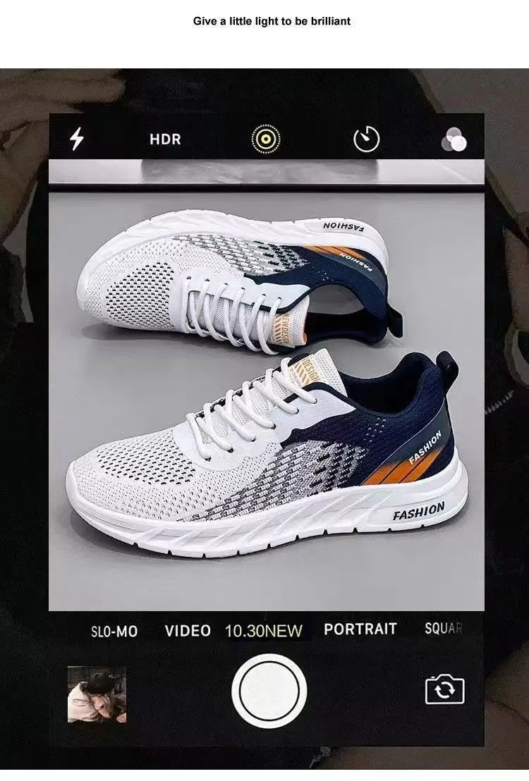 Mens Running Shoes Breathable Knit Sport Sneakers Cushion Lightweight Casual Gym Athletic Trainers Jogging Tennis Shoes.