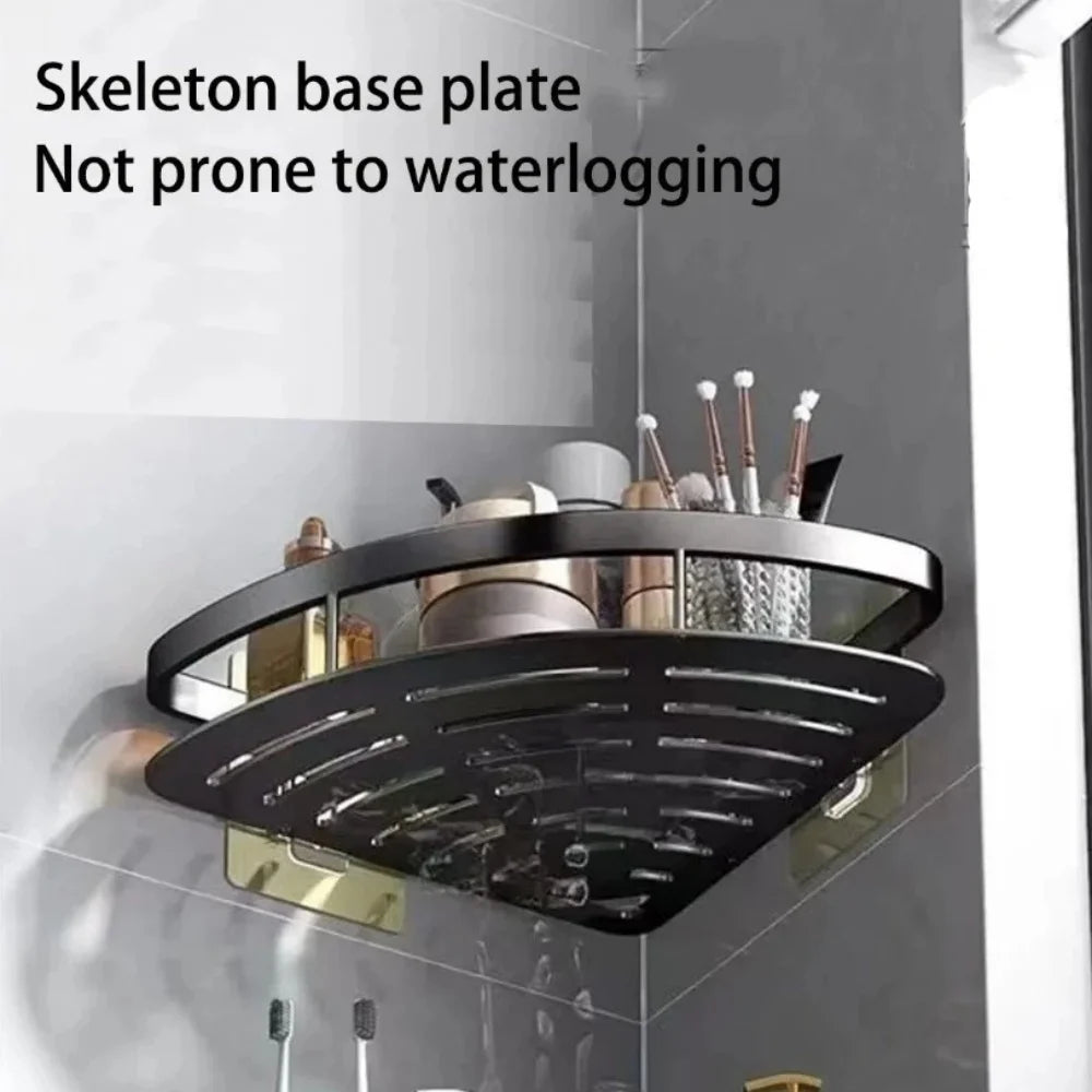 Badezimmerregal ohne Bohren, Wand-Eckregal, Toilettenartikel, Make-up, Shampoo, Aufbewahrung, Organizer, Handtuchhalter, Duschregal, Wohnaccessoires