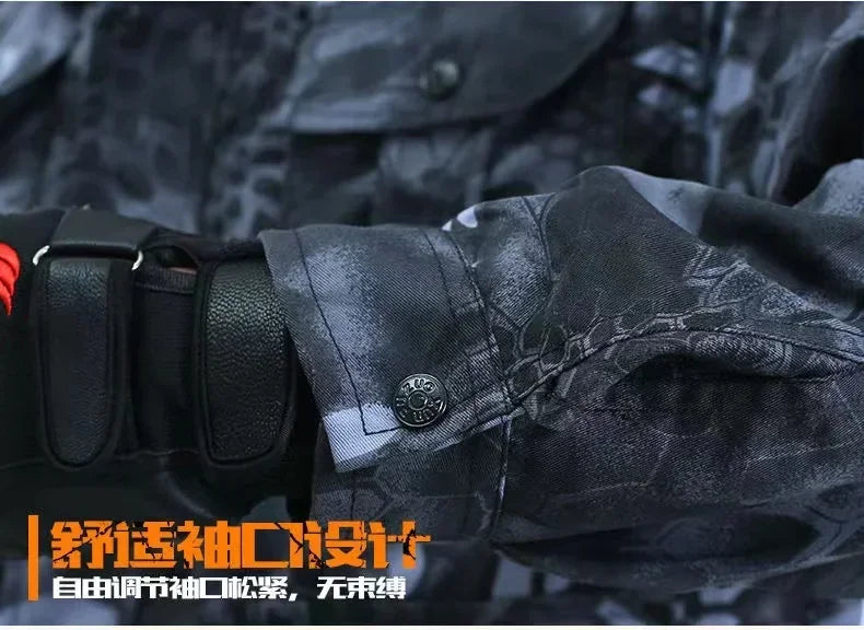 Schwarzer Python-Muster, verschleißfester Overall, Arbeitsversicherungstuch, Uniform, weicher Trainingsanzug für Herren, Outdoor-Anzug.