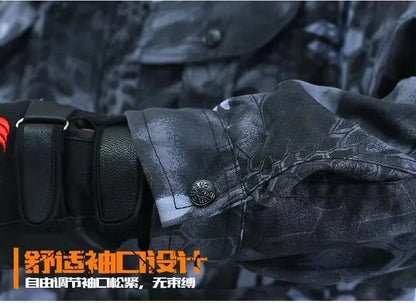 Schwarzer Python-Muster, verschleißfester Overall, Arbeitsversicherungstuch, Uniform, weicher Trainingsanzug für Herren, Outdoor-Anzug.