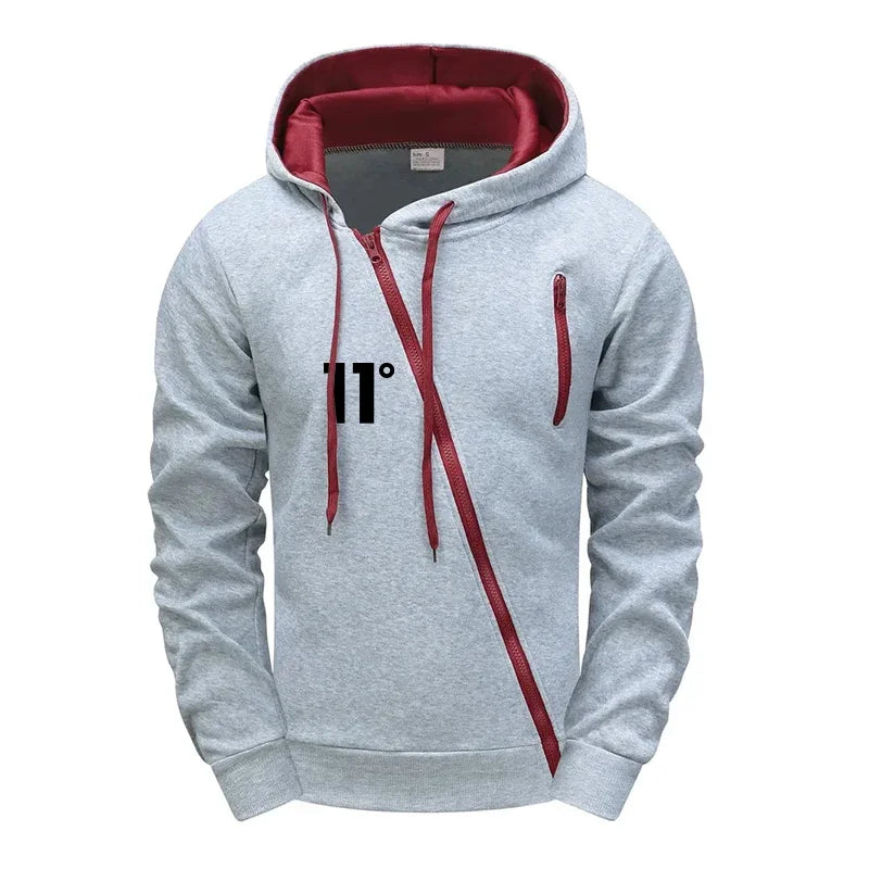 Fashion Autumn Winter Hoodie Comfort Single Sweatshirt Top Pants Men Versatile Diagonal Zipper Jacket Casual Jogging Sport Daily.