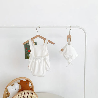 2023 neue Im Sommer Infant Neugeborene Baby Mädchen Jungen Cartoon Bär Druck Outfits Kinder Baumwolle Overalls Geschenk Hut Bodys