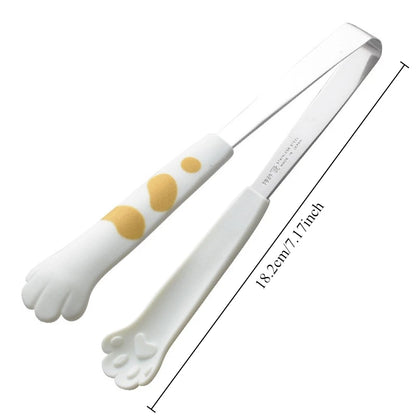 Sandwich grill clip Non dirty hand food baking clip Stainless steel salad bread barbecue clamp Cute cartoon cat paw dinner tongs.
