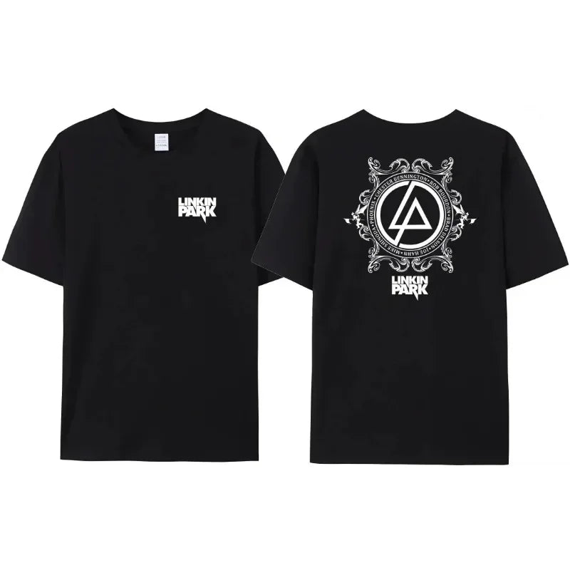 2024 Men's Pure Cotton T-shirt Linkin Subverts The End Flag Evolutionary Theory Park 1080p Printed Women's Black Nostalgic Tee.