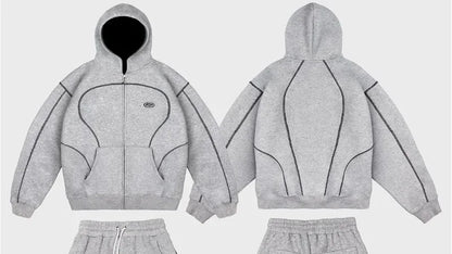 High street hip hop fashion new Y2k men clothing set retro trend casual sportswear personality pattern design loose sweatpants.