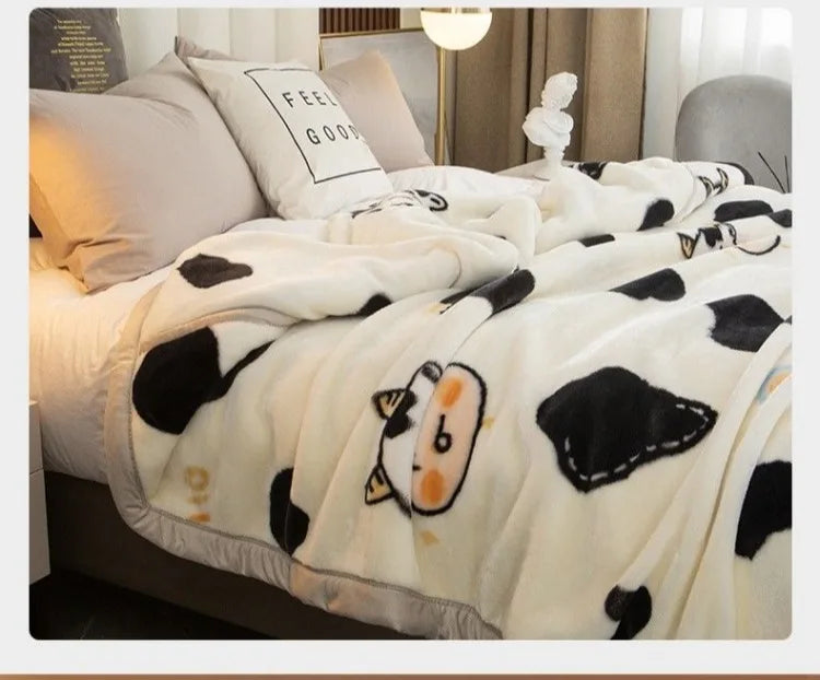 150x200cm  Home Blanket Double Layered Encrypted Plush Fur Coral Fleece Quilt Winter Dormitory Sofa Keep Warm Sheet Bed Cover.