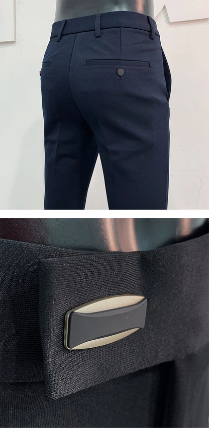 Men Suit Pants Formal Trousers Stretch Slim Pantalone Hombre Calça Masculina Solid Color Casual Dress Pants Fashion Men Clothing