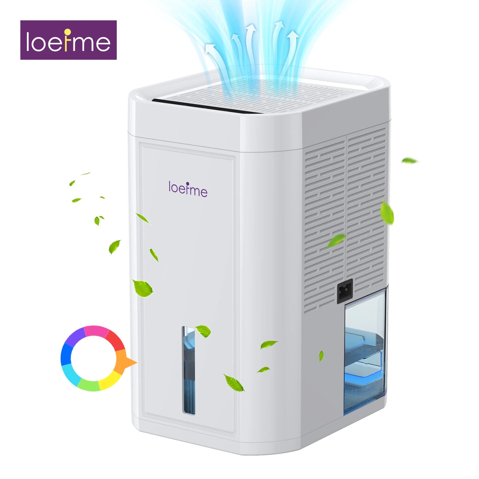 LOEFME 1000ml Electric Dehumidifier with Quiet & Auto Shut Off 7 Colorful LED, Portable Mini Dehumidifier for Wardrobe, Bathroom.