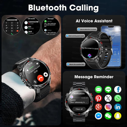 2025 New Military T-Rex 3 GPS Sports SmartWatch Compass Altimeter IP69K Waterproof Battery Call heart rate Fitness Bracelet Men.